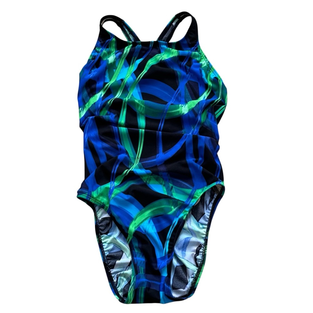 Like New! Women’s Danskin Blue, Green, and Black One Piece Swimsuit.